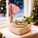 Swan Lake Wooden Music Box with Heart Base