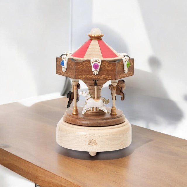 Light-Up Wooden Carousel Music Box