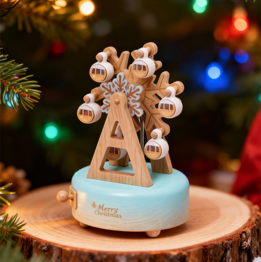 Ferris Wheel Carousel Snowflake Music Box
