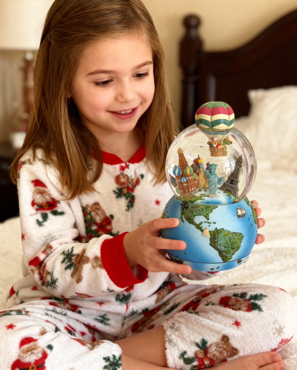 Hot Air Balloon Snow Globe Music Box- Around the World in 80 Days