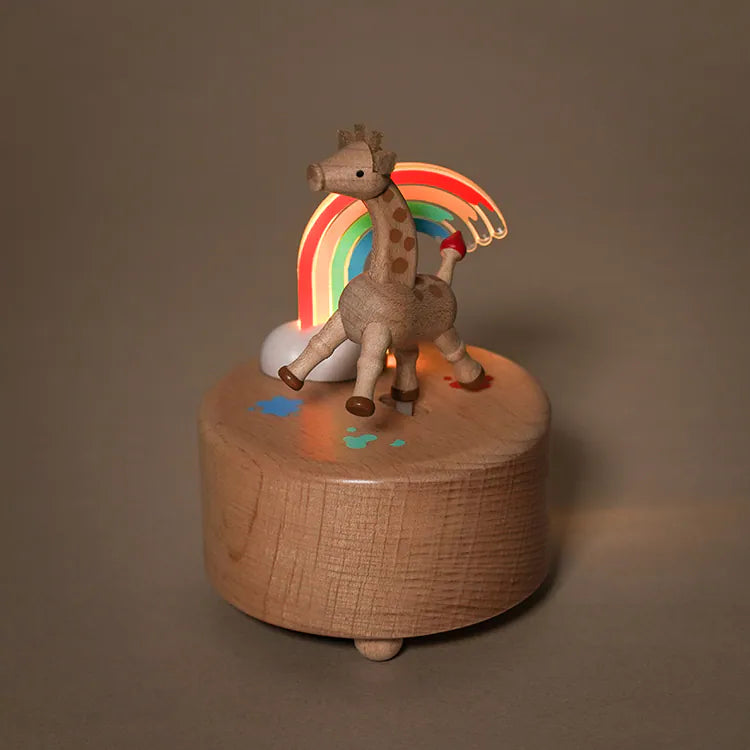 Rainbow Giraffe Rocking light Music Box