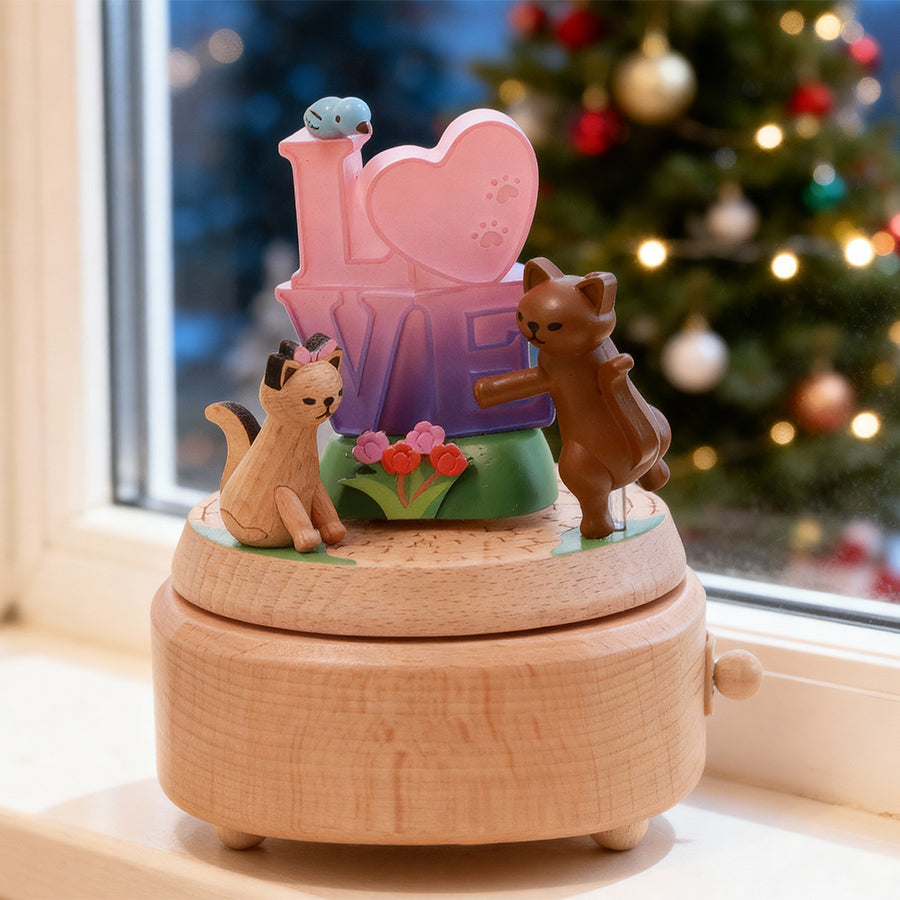 Romantic Love Cat Couple Music Box